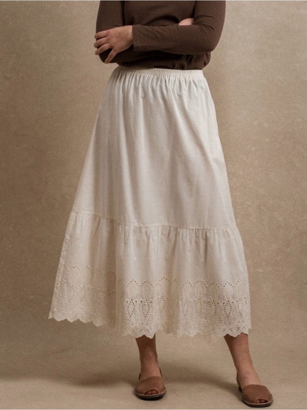 Neuflora Delphi Skirt - Cream Eyelet Tiered Skirt - Women's
